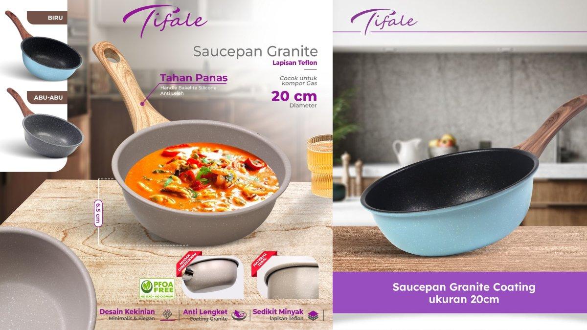 Ilustrasi penggunaan Tifale Deep Sauce Pan 20cm Granite Coating Anti Lengket