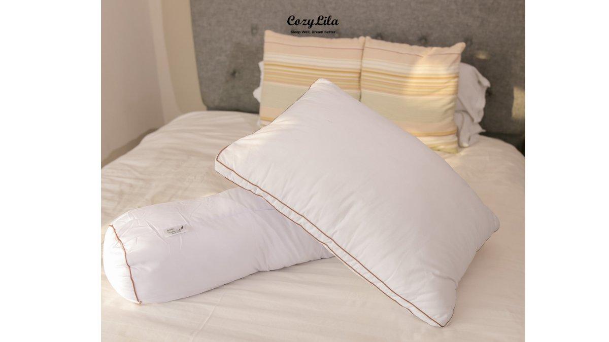 Ilustrasi penggunaan bantal basic olive double list.