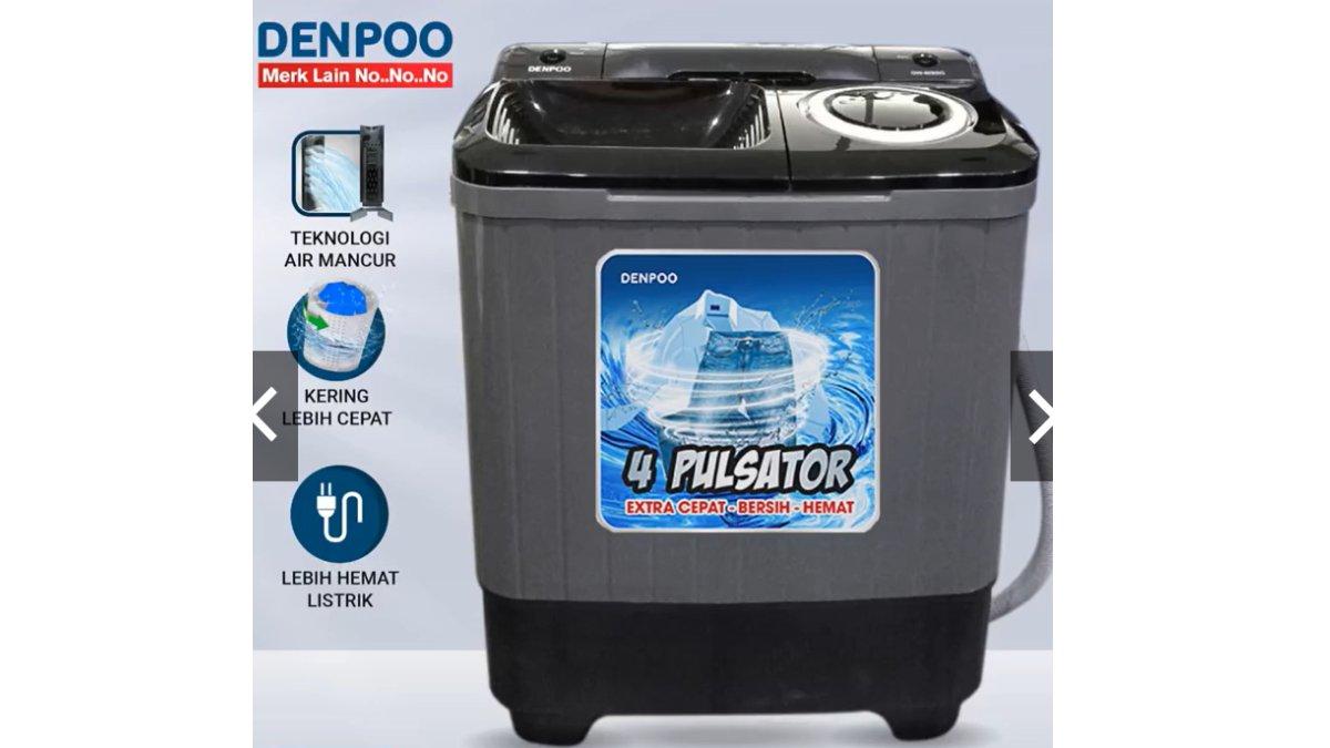 Ilustrasi penggunaan produk DENPOO Mesin Cuci 2 Tabung DW 828.