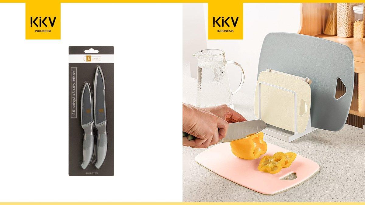 Ilustrasi produk cutting board dan pisau dari KKV.