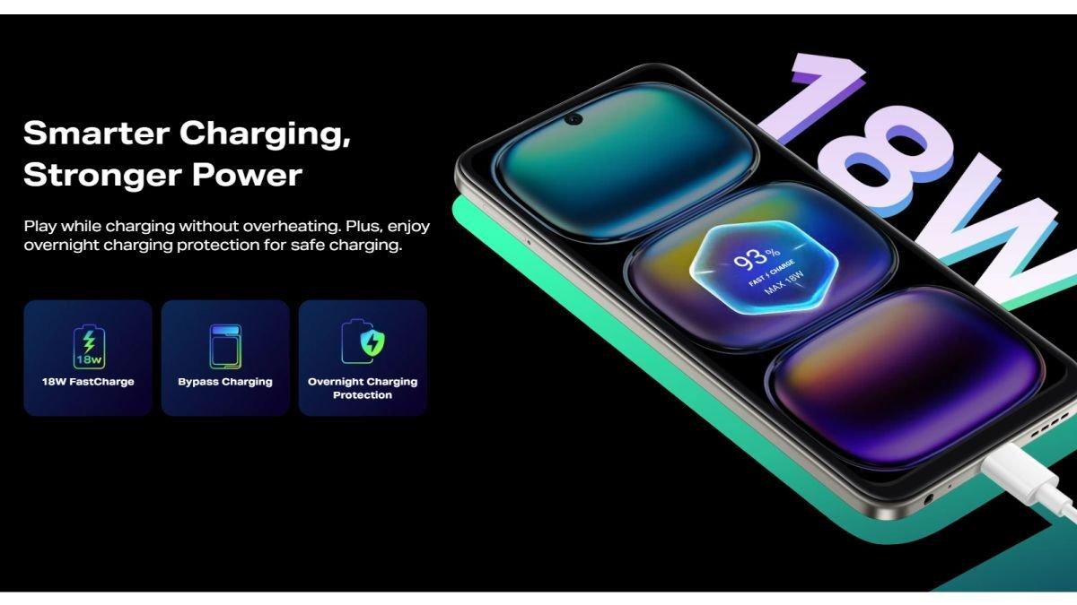 Ilustrasi sektor daya Infinix HOT 50i yang didukung baterai 5000 mAh dan fast charging 18 watt