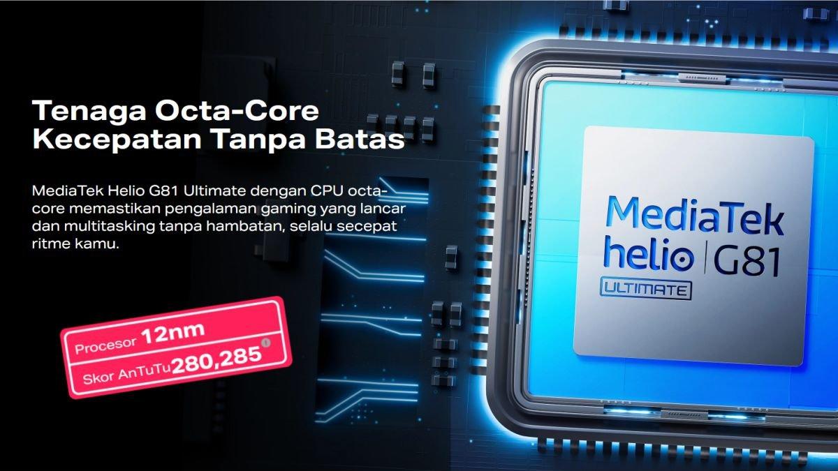 Ilustrasi chipset Helio G81 Ultimate yang menopang dapur pacu Infinix HOT 60i