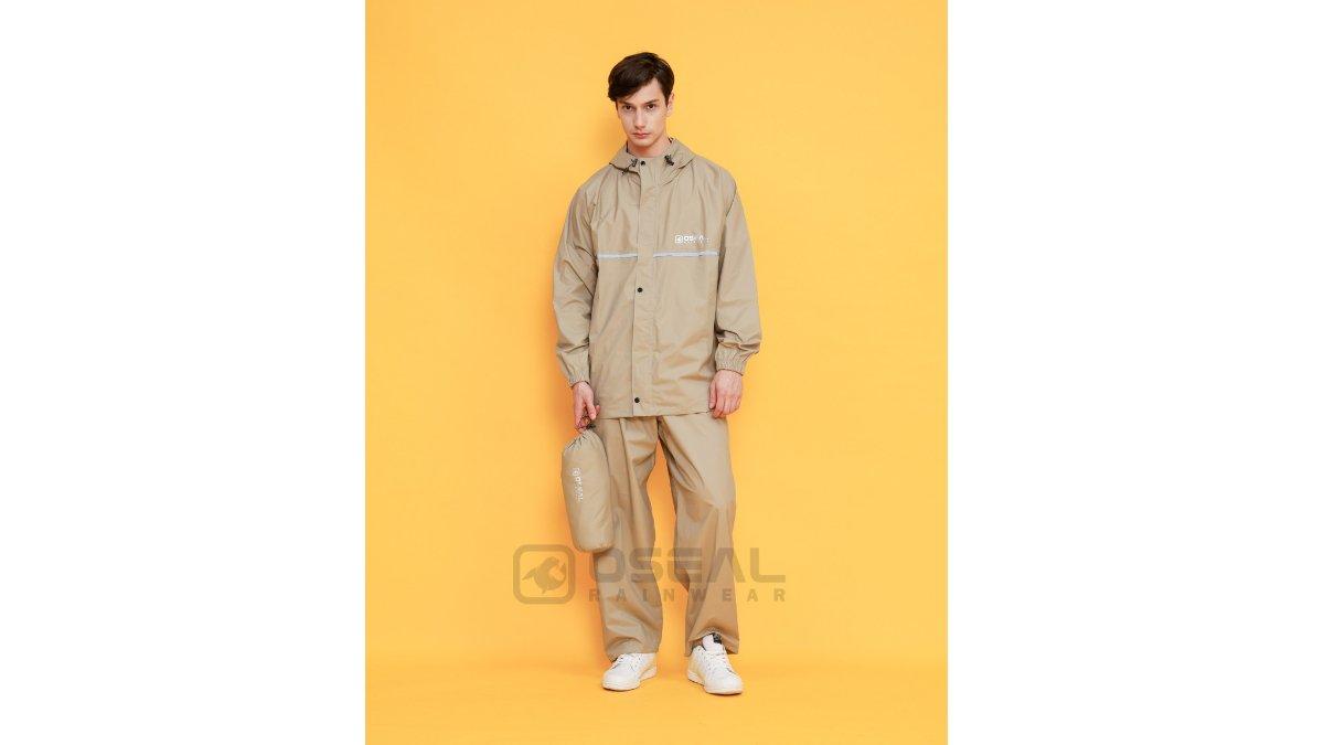 Jas Hujan OSEAL Full Seal Raincoat Mantel Pria Wanita Dewasa Shine Series Mocca
