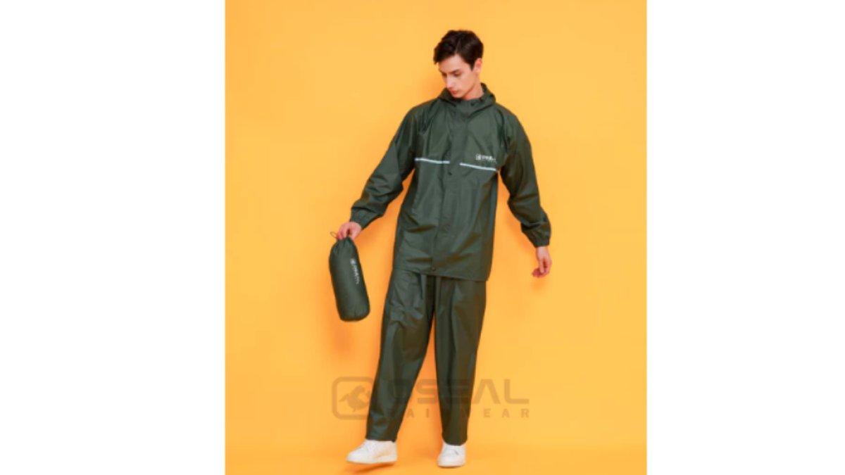 Jas Hujan OSEAL Full Seal Raincoat Mantel Pria Wanita Dewasa Shine Series Hijau
