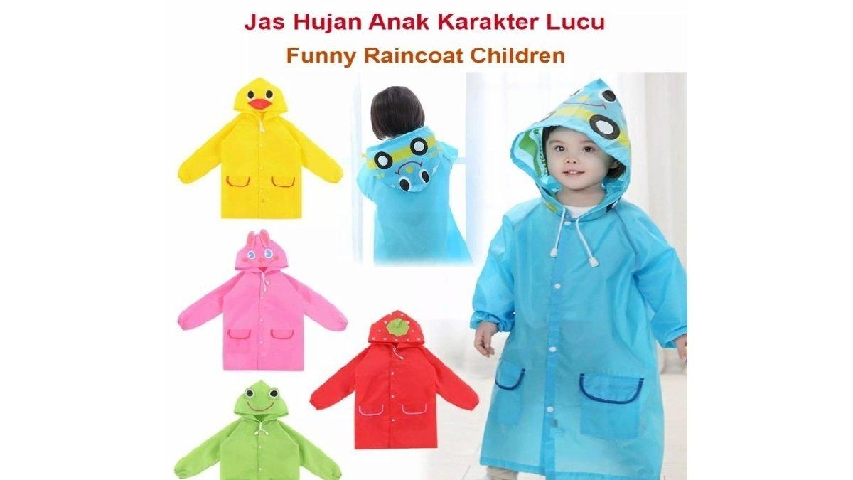 Jas hujan Anak Balita Funny Raincoat Jubah Lengan EVA