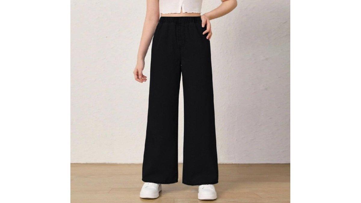 Jeans Wanita Elastic Waistband Casual Solid Color