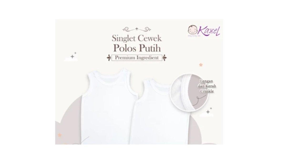 KAZEL Singlet Cewek Polos Putih Anak