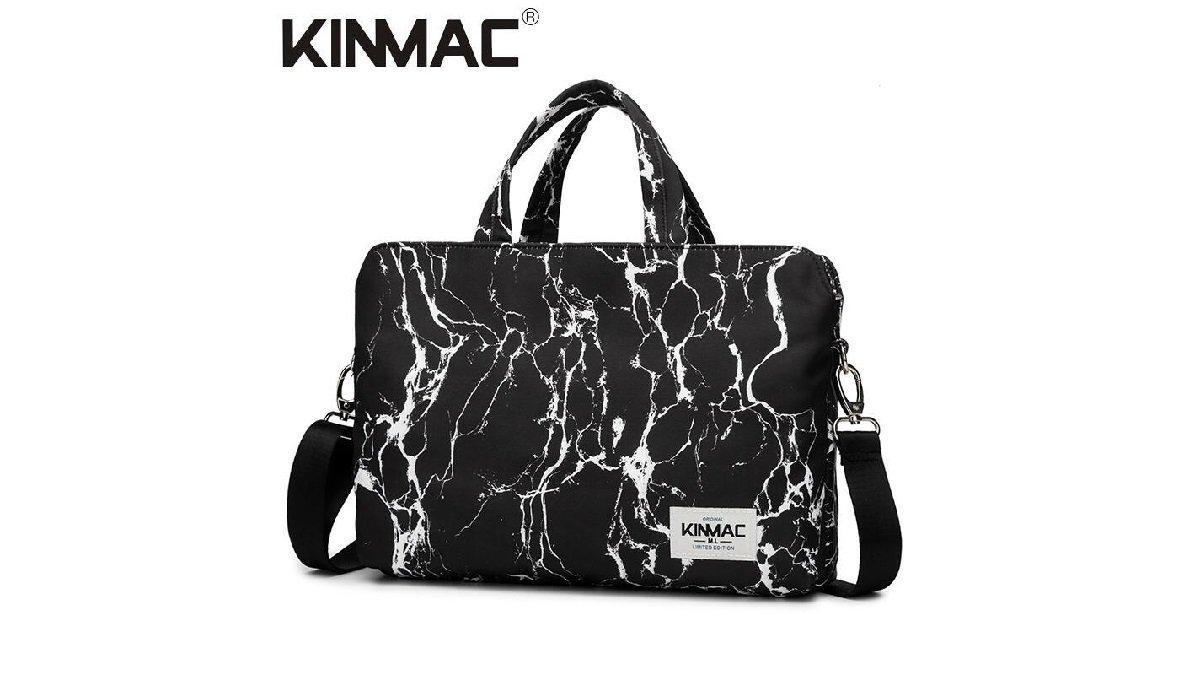 KINMAC Black Marble Longstrap Tas Laptop Messenger Premium Selempang