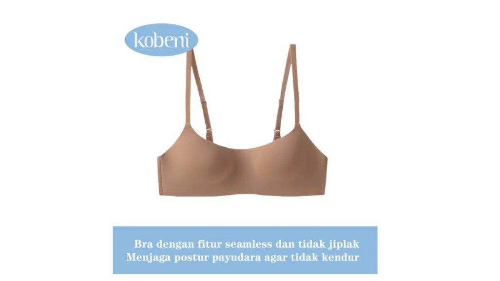 KOBENI Bra Wanita Tanpa Kawat Busa Tipis Bahan Seamless Cup B