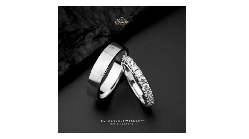 KOTAGEDE JEWELLERY - Cincin Lamaran Couple Emas Putih 9K Palladium Pria Wanita Custom
