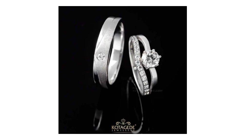 KOTAGEDE JEWELLERY - Cincin Nikah Emas Putih Couple Palladium Pria Wanita Custom