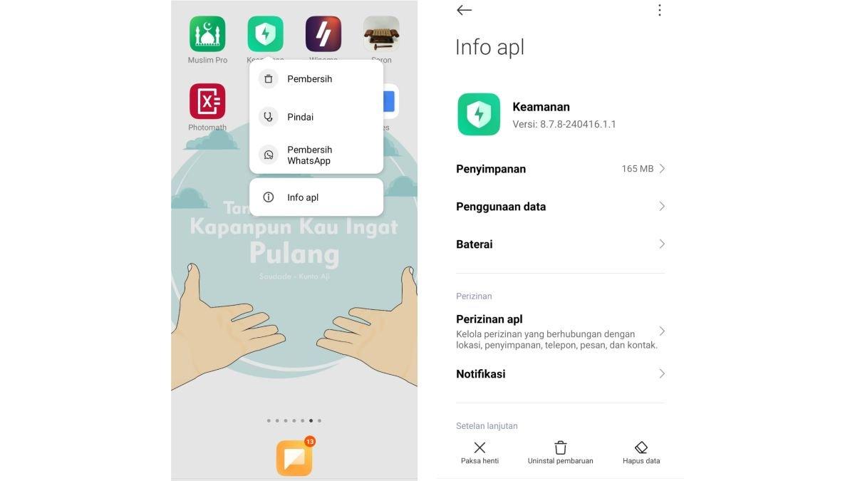 Ilustrasi aplikasi Keamanan atau Security bawaan HP Xiaomi