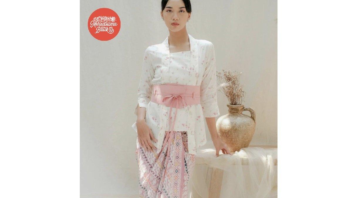Kebaya Kutubaru Clarris Meradelima Putih Pink