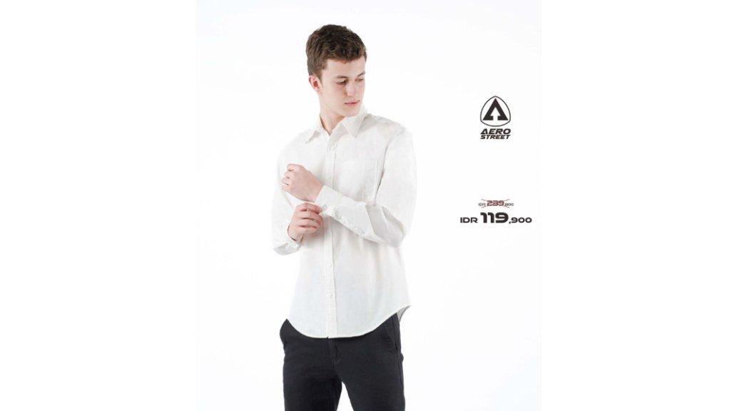 Aerostreet Kemeja Oxford Panjang Clovis White
