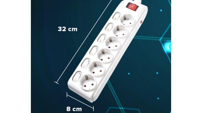 Kenmaster Stop Kontak 6 Lubang F-66 6 4M Stopkontak Colokan Listrik Colokan Putih