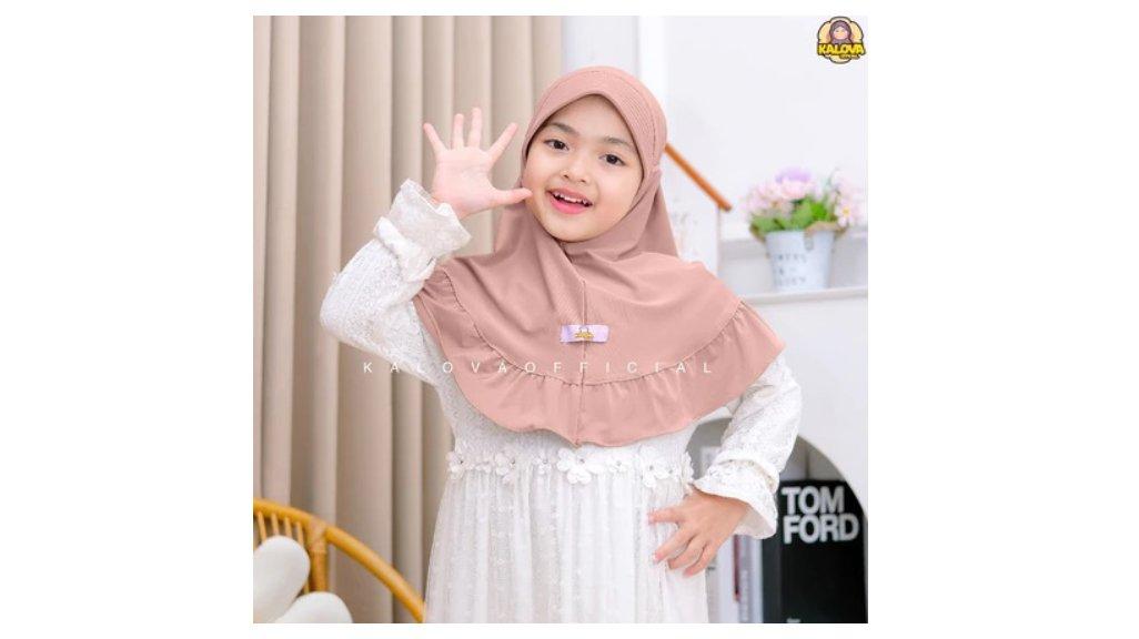 Kerudung Instan Anak Kalova Marsya By Kalisha Hijab Instan Anak Bergo Tali Ruffle Model Terbaru
