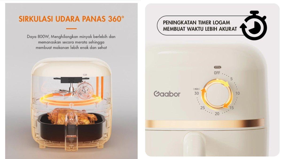 Keunggulan Gaabor MINI Air Fryer Kecil 600W Low Watt.