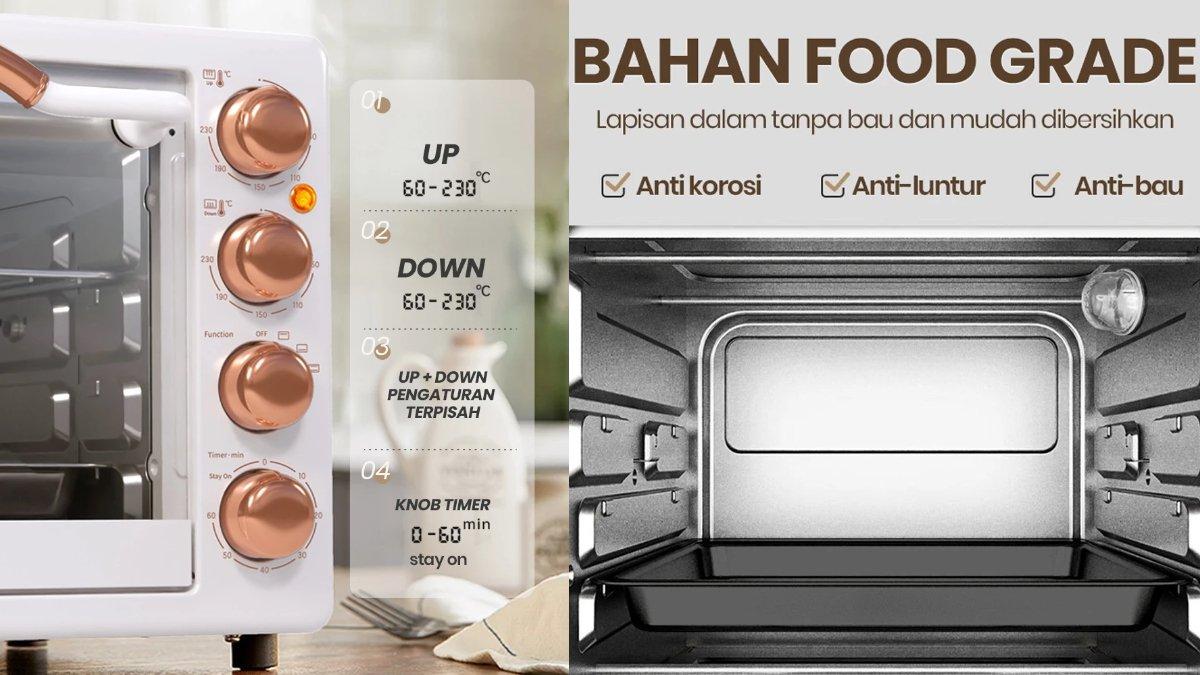 Keunggulan Mecoo Aesthetic Electric Oven 22 Liter.