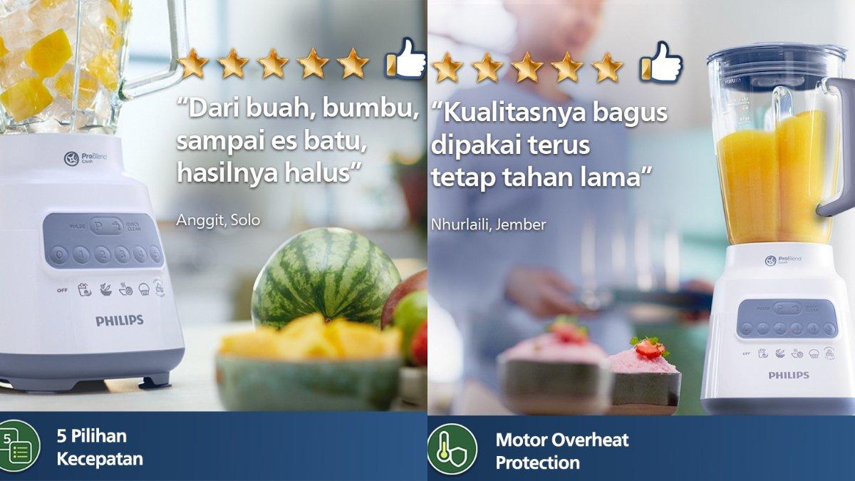 Keunggulan PHILIPS Blender Glass Jar HR2222/00.
