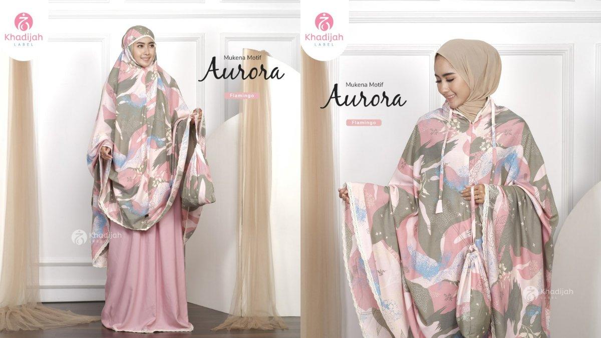 KhadijahLabel - Mukena Dewasa Super Jumbo Resleting Motif Aurora