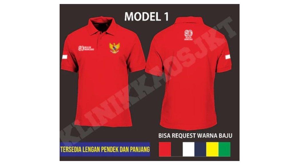 KlinikKaosjkt - Polo shirt kerah Baju 17 Agustus Dirgahayu Indonesia - Polo Shirt 17 Agustus HUT RI 80