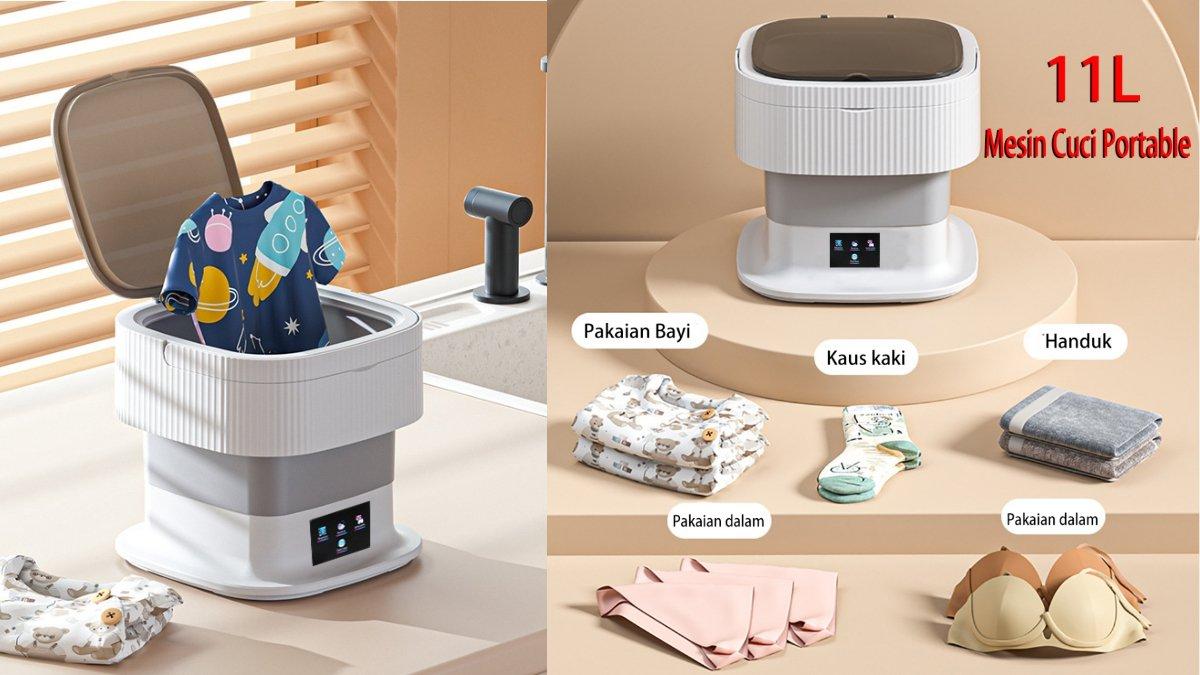 LATATL Mesin Cuci Mini Portable Lipat Otomatis 11L
