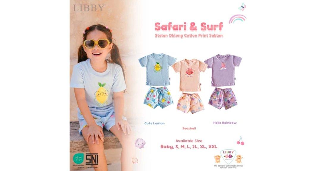 LIBBY Setelan Bayi & Anak Pendek Celana Pendek Oblong Tipis Girl Anak Perempuan 0-5 Tahun (1 Stel)