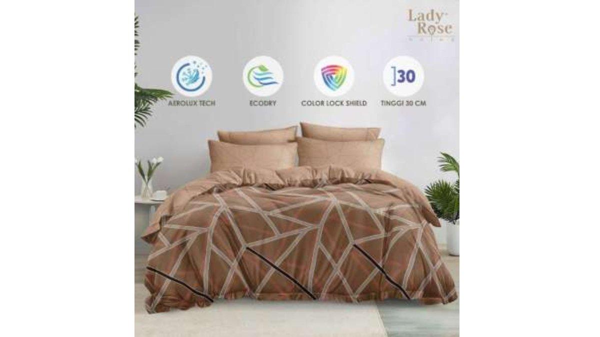Lady Rose Prime - Bed Cover Set King 180x200 Tinggi 30Cm Rumbay - Machiato