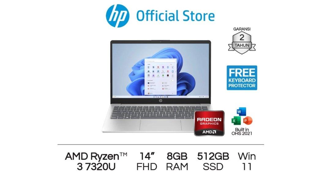 Laptop HP AMD Ryzen 3 Radeon 8GB RAM 512GB SSD Gold / Silver Windows 11 Home 14 Inch