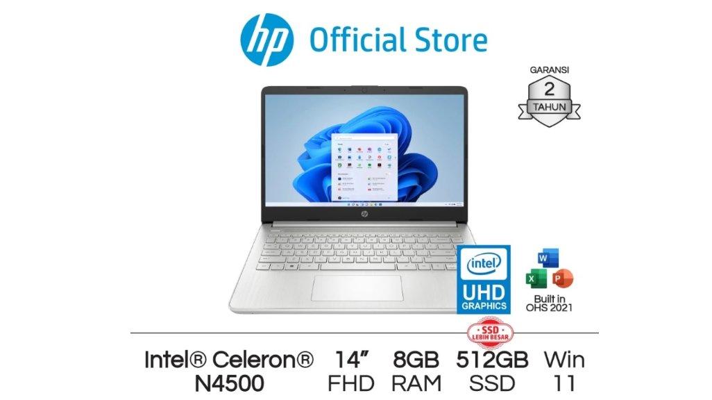 Laptop HP Intel Celeron N4500 UHD 8GB / 4GB RAM 256GB / 512GB SSD Silver / Gold / White Windows 11 Home 14 Inch