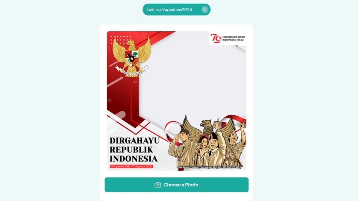 Tampilan pasang twibbon HUT Kemerdekaan Indonesia ke-79