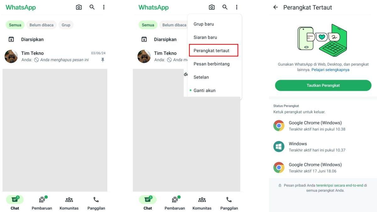 Ilustrasi mengecek daftar perangkat yang terhubung ke WhatsApp di HP Android