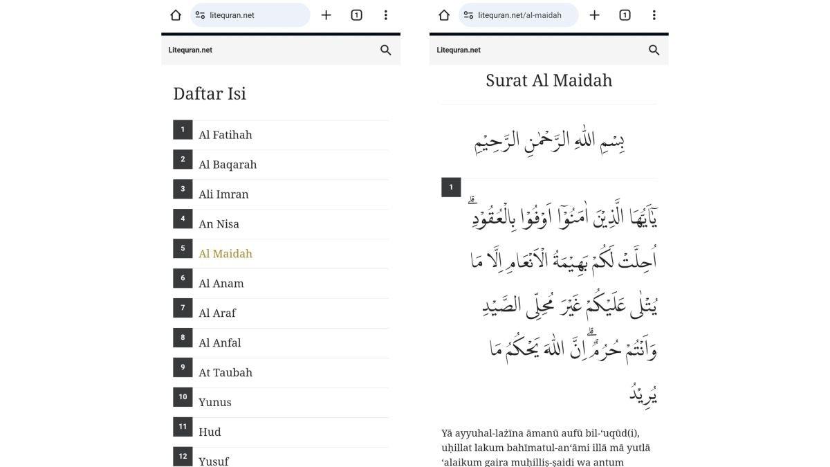 Tampilan Litequran.net