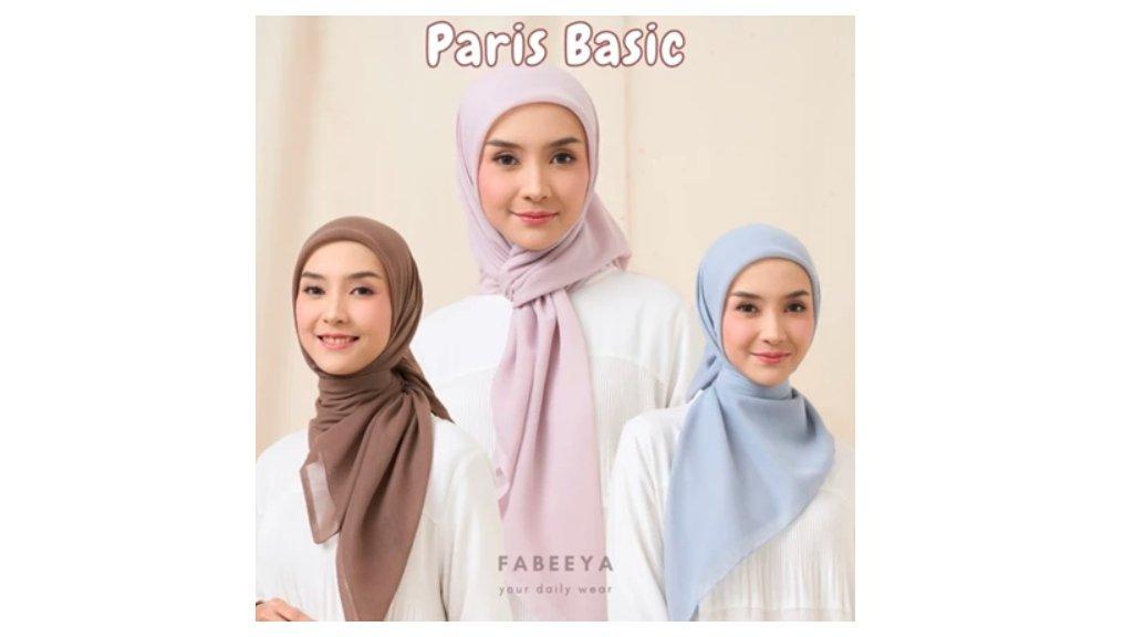 Fabeeya - Paris Basic Old Plain Square Hijab Segi Empat Paris Jadul Premium Jahit Tepi Rapi Tegak Mudah Diatur Nyaman