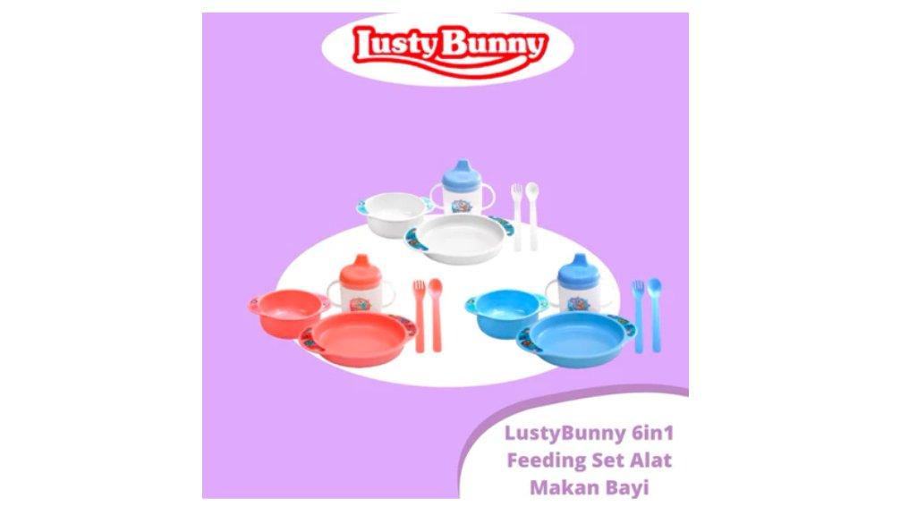 Lusty Bunny Feeding Set Kemasan 6in1 Peralatan Makan Bayi LB-1363