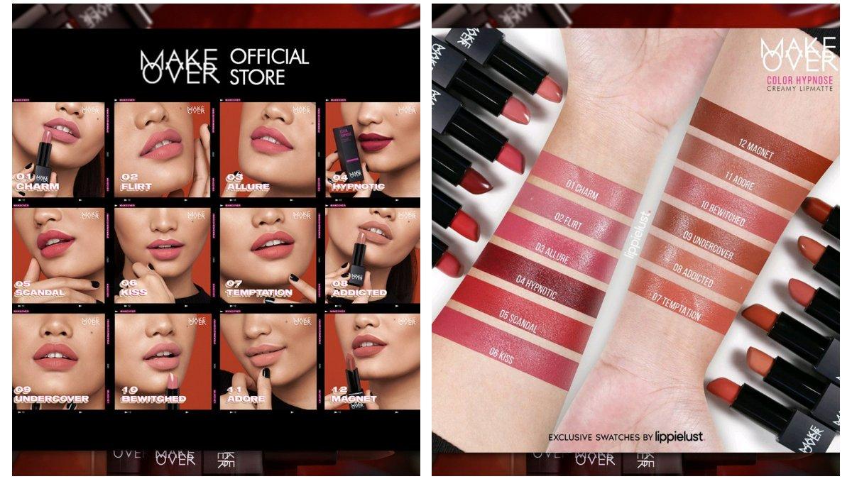MAKE OVER Color Hypnose Creamy Lipmatte memiliki 12 pilihan shade