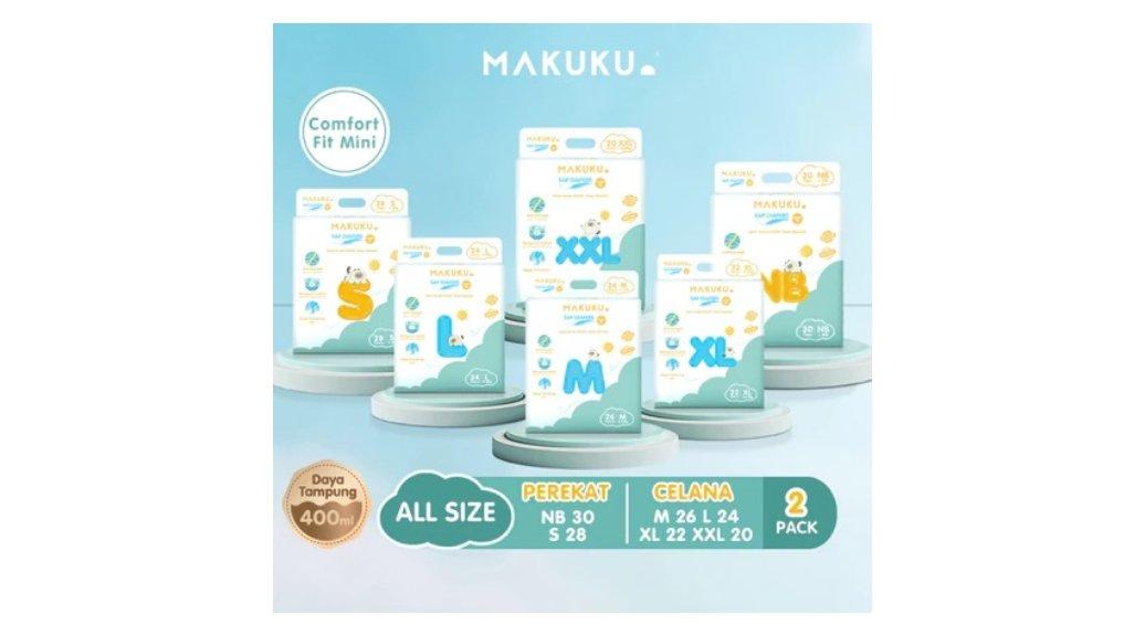 MAKUKU SAP Diapers Comfort Fit Pants/Tape NB/S/M/L/Xl/XXL 2 Packs