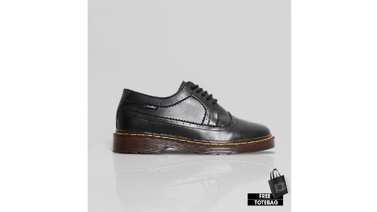 Sepatu Formal Pria Casual Pantofel Kerja Prodigo MUSI Hitam Wingtip