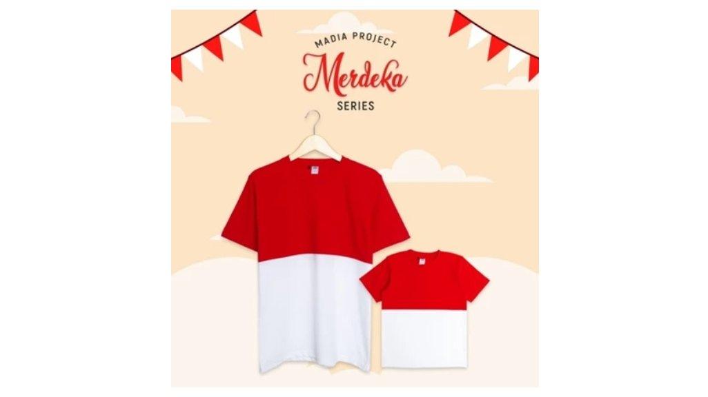 Madia Kaos Merah Putih Indonesia Merdeka 17 Agustus Dewasa dan Anak Laki Perempuan Lengan Pendek - WR05