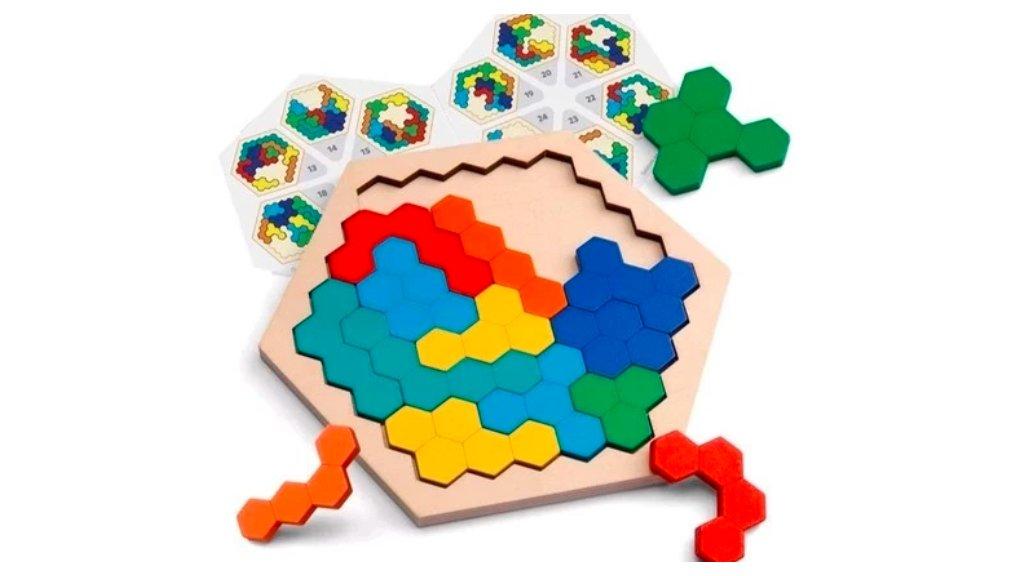 Mainan Kayu Puzzle Tangram Mainan Edukasi Puzzle Kayu Warna-warni Untuk Anak