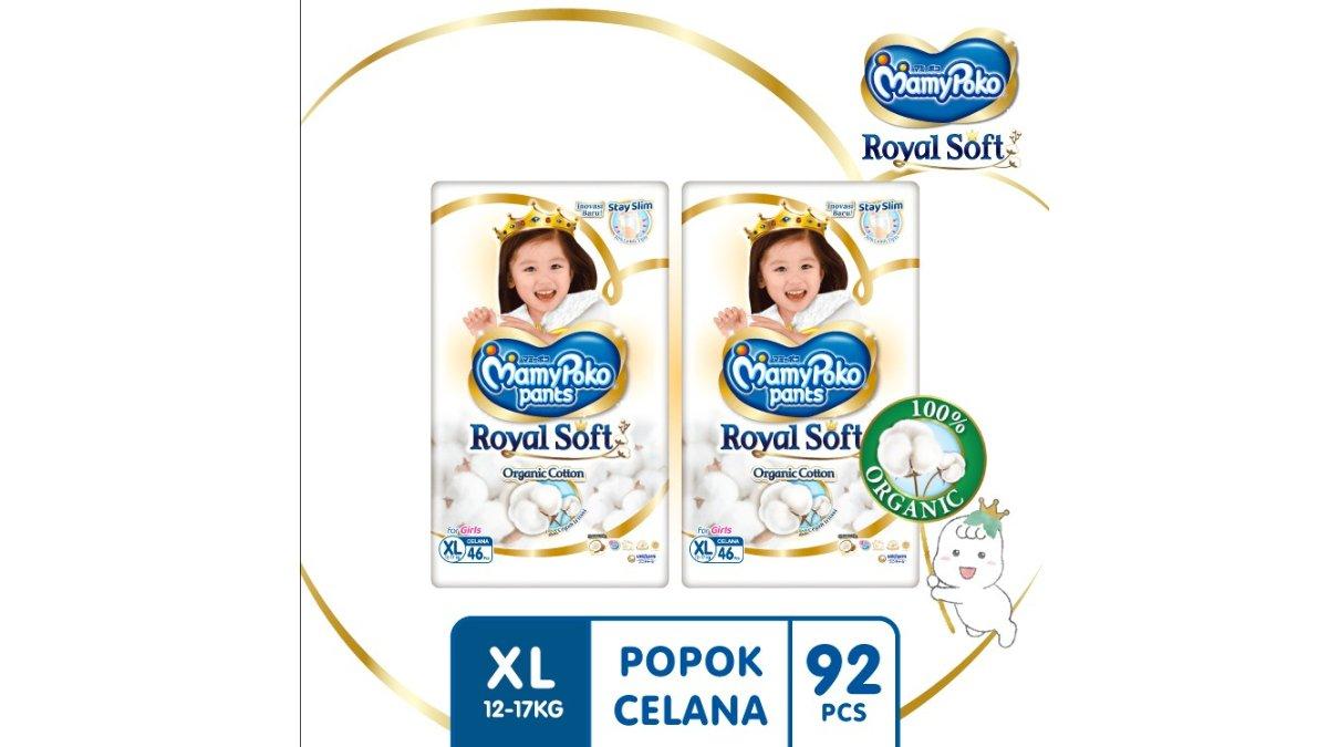 MamyPoko Pants Royal Soft Organic Cotton - XL 46 - Boys - Popok Celana - 2 Packs