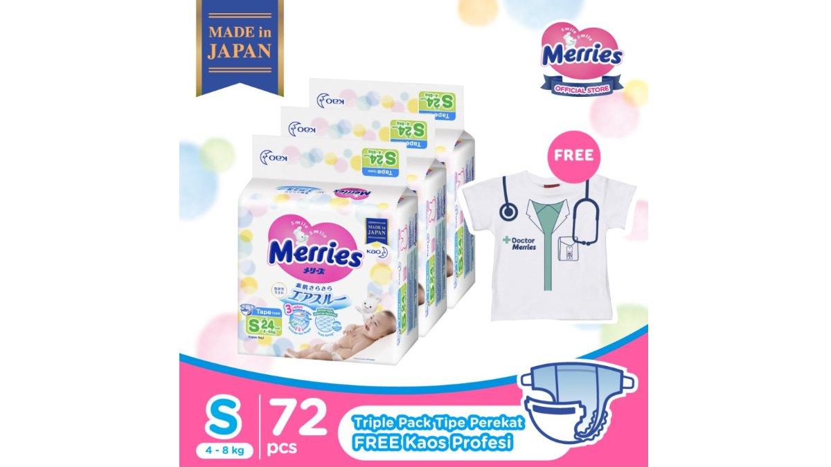 Merries Premium Popok Bayi Perekat S 24 Triple Pack