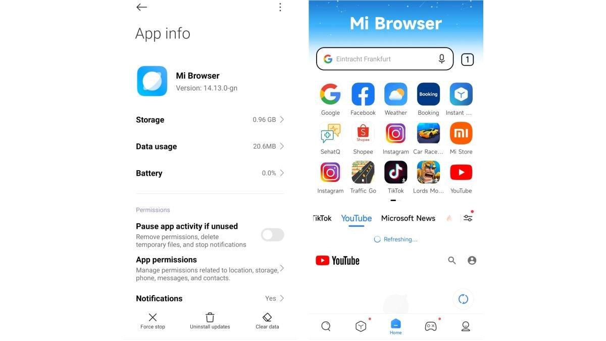 Ilustrasi aplikasi Mi Browser