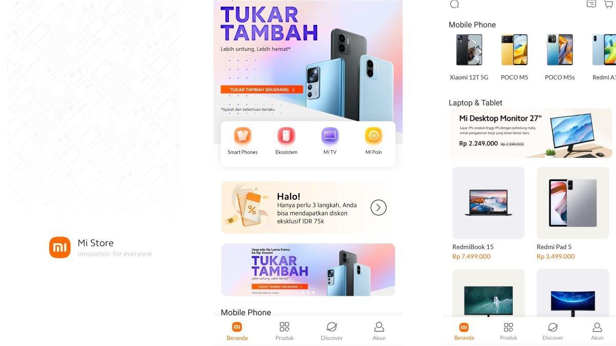 Ilustrasi tampilan Mi Store di HP Xiaomi