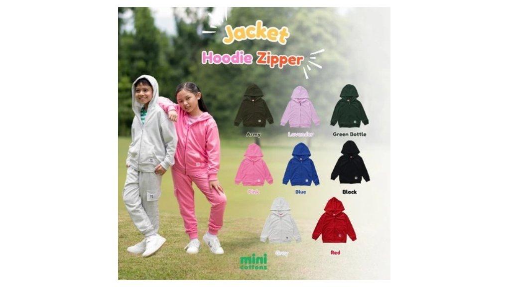 Minicottons Jacket Hoodie Zipper Top Baju Anak Unisex 1-12 Tahun