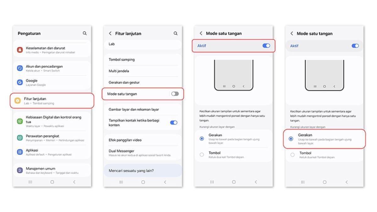Mode Satu Tangan di HP SAMSUNG