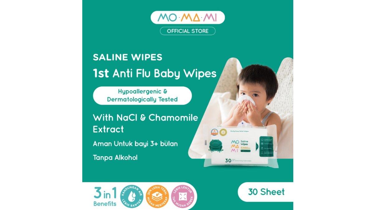 Momami Baby Saline Wipes - Tisu Basah Anti Flu dengan NaCl untuk bayi 30 Sheet