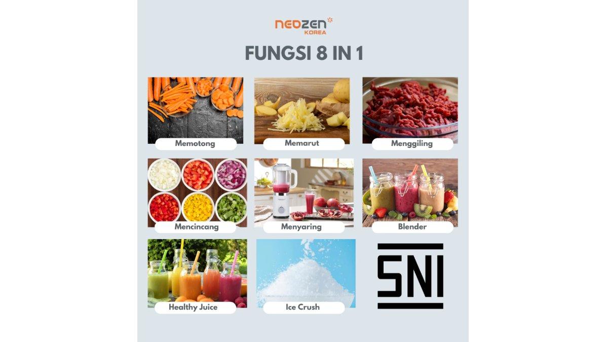NEOZEN Blender TucTac 8in1 dengan 8 fungsi.