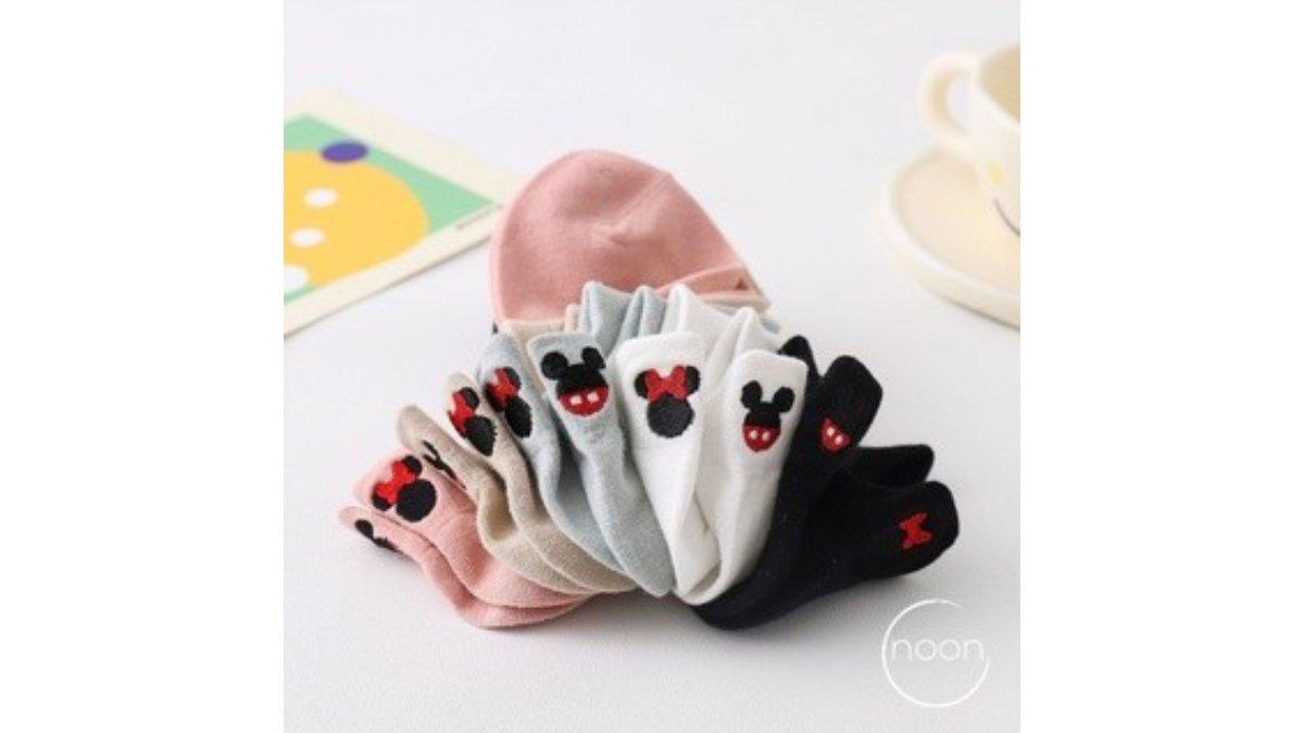 NOON Disney Kaos Kaki Pendek Wanita Korea Sneakers Semata Kaki Motif Mickey Minnie 