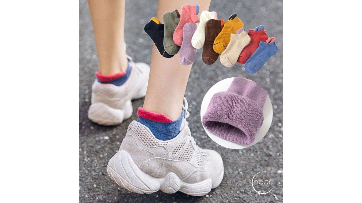 NOON Race Kaos Kaki Pendek Wanita Korea Tebal Running Dewasa Heat Tech 
